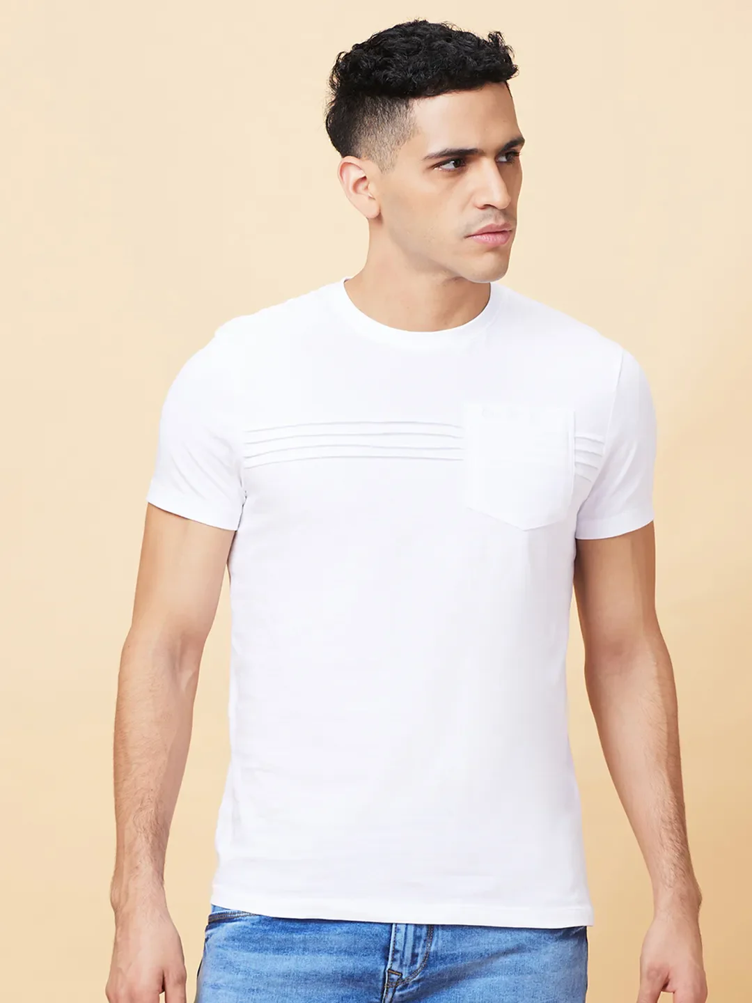 White Regular Fit Men's Short Sleeves T-Shirt by Being Human Clothing