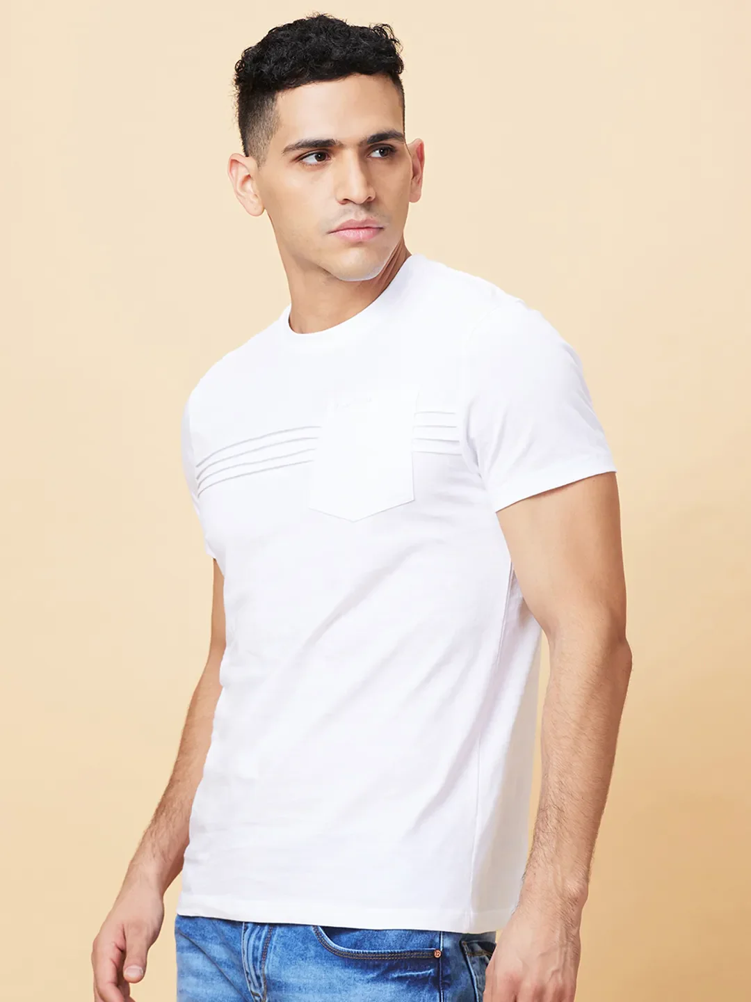White Regular Fit Men's Short Sleeves T-Shirt by Being Human Clothing - Image 4