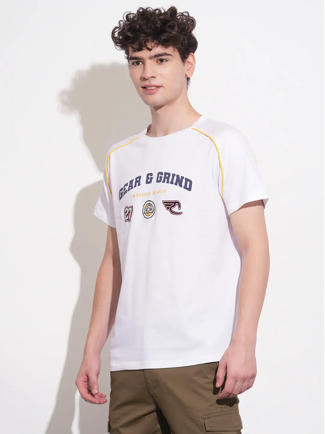White Easy Fit Round Neck Men's T-Shirt by Being Human Clothing - Image 2