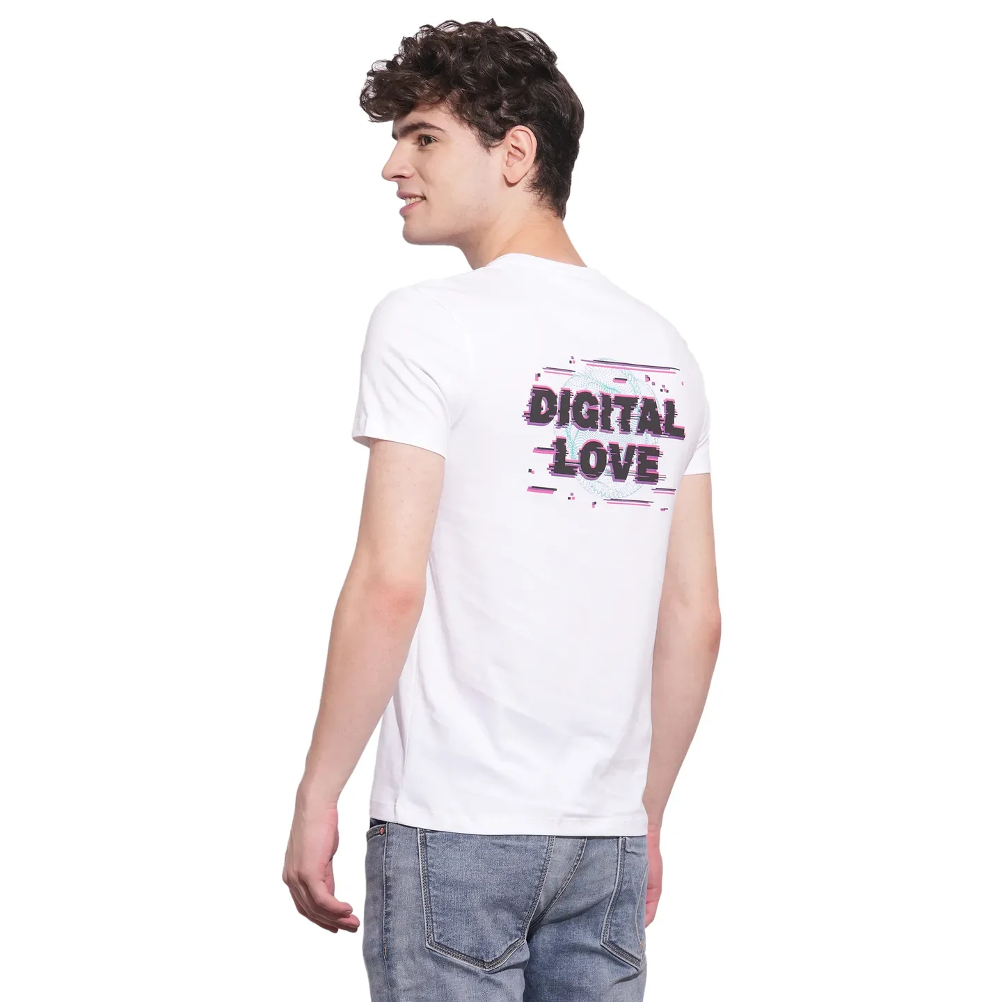 White Slim Fit Round Neck Men's T-Shirt by Being Human Clothing - Image 3