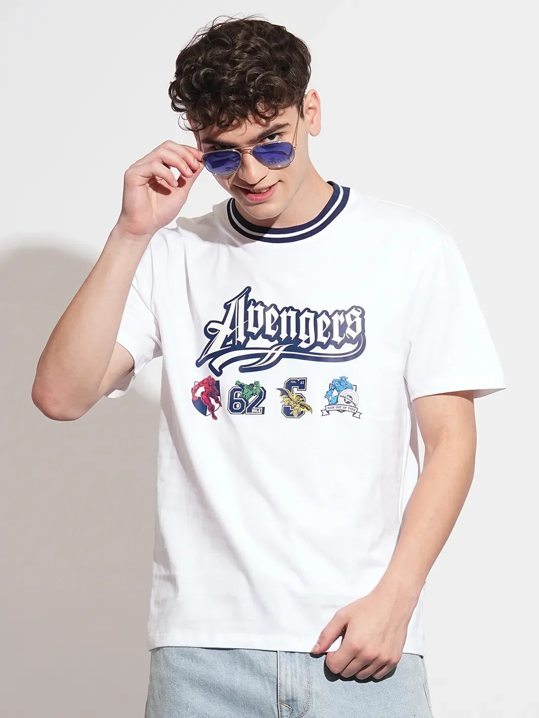 Avengers White Easy Fit Round Neck Men's T-Shirt by Being Human Clothing - Image 6
