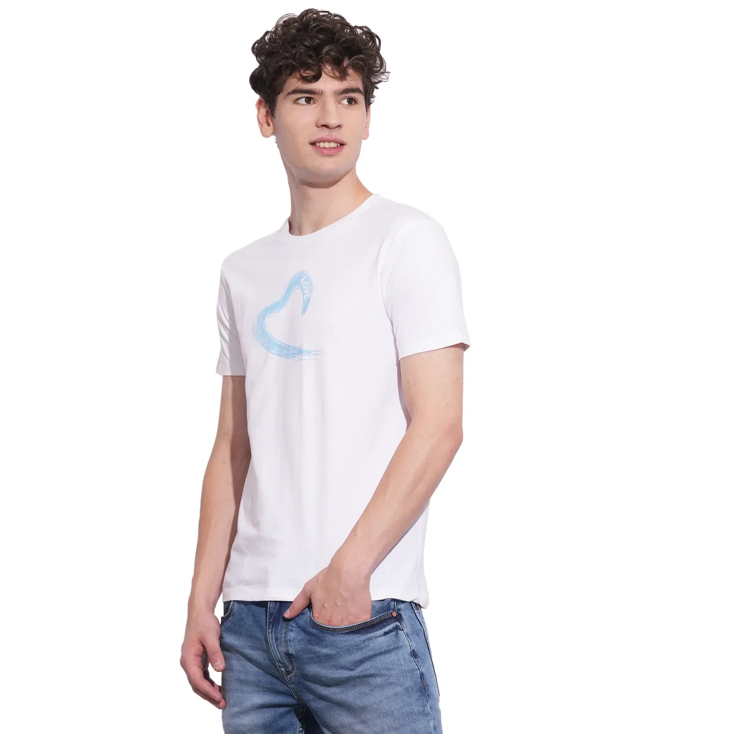 White Slim Fit Round Neck Men's T-Shirt by Being Human Clothing - Image 2