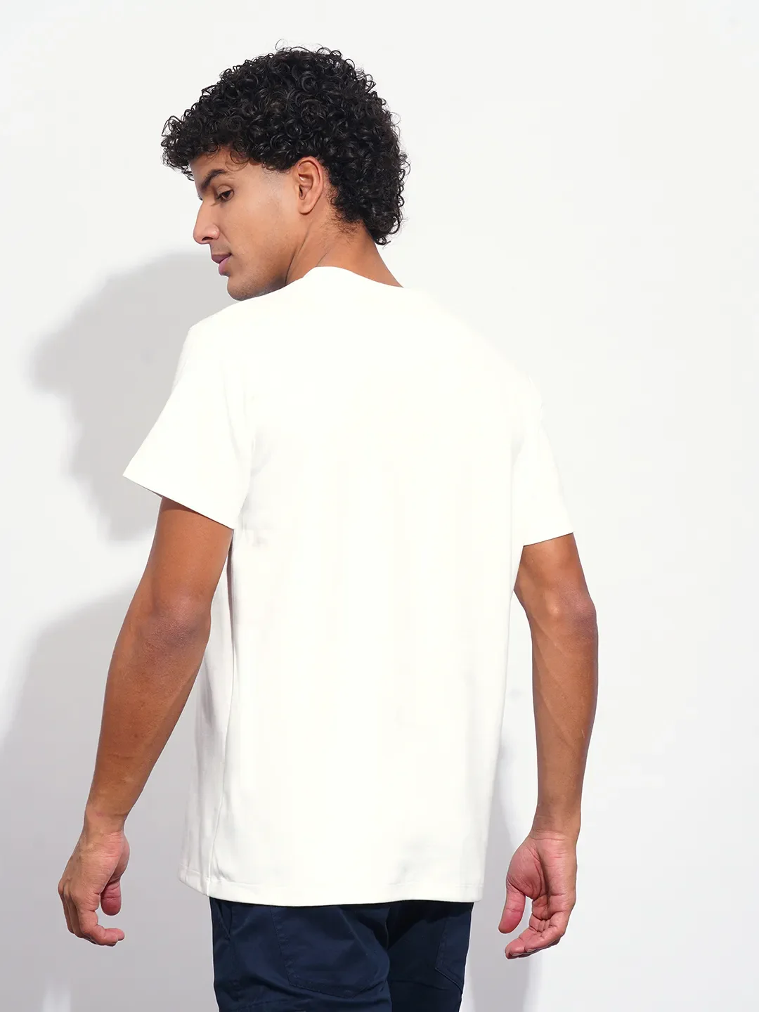White Slim Fit Round Neck Men's T-Shirt by Being Human Clothing - Image 3