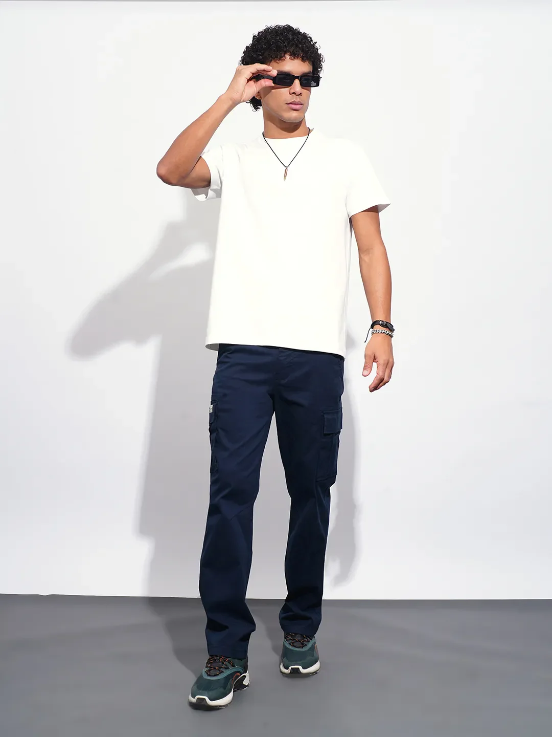 White Slim Fit Round Neck Men's T-Shirt by Being Human Clothing - Image 4