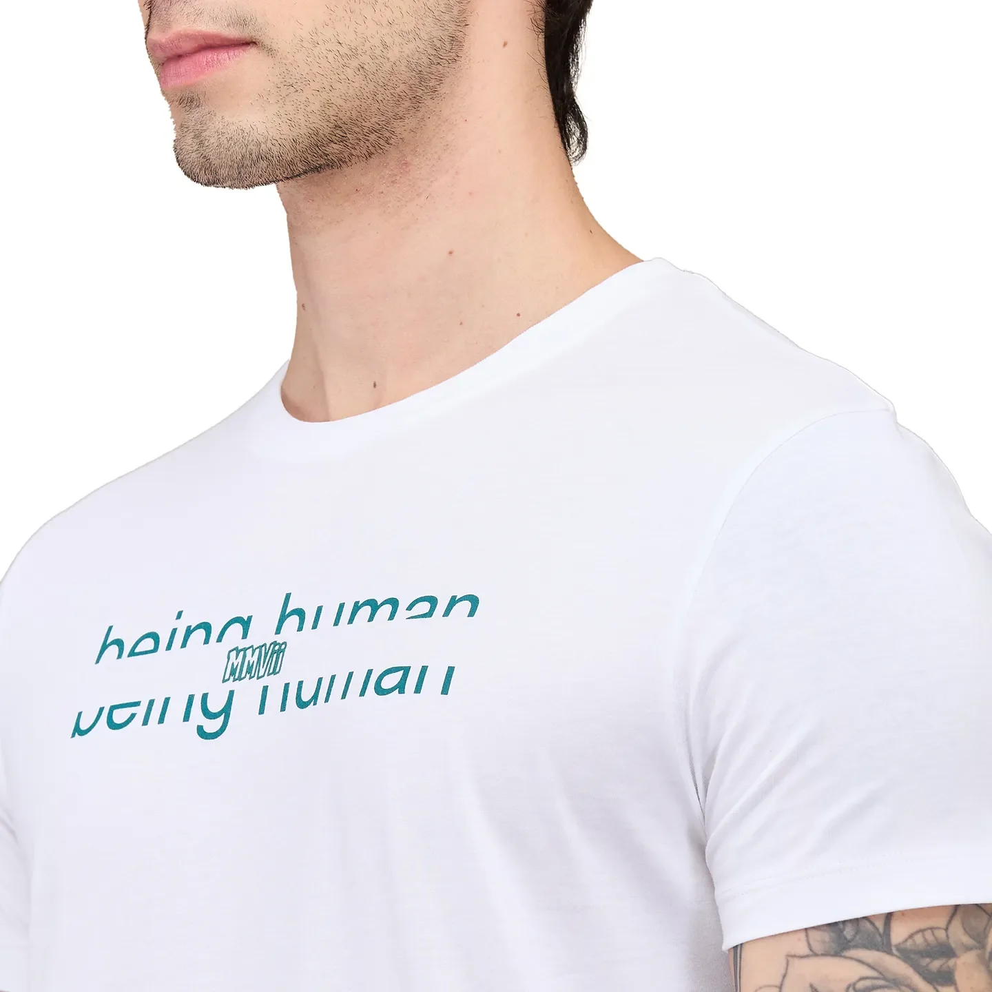 White Regular Fit Men's Short Sleeves T-Shirt by Being Human Clothing - Image 5