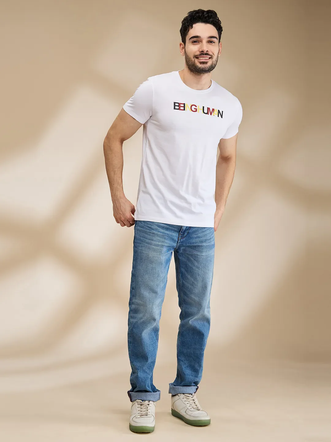 White Regular Fit Men's Short Sleeves T-Shirt by Being Human Clothing - Image 2