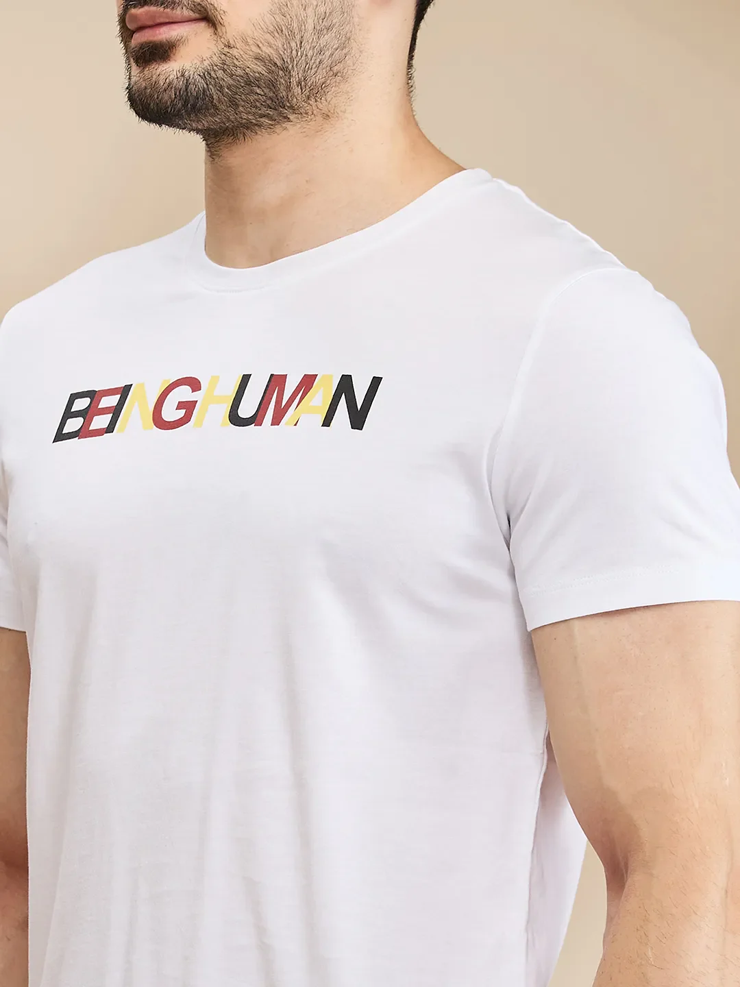 White Regular Fit Men's Short Sleeves T-Shirt by Being Human Clothing - Image 5