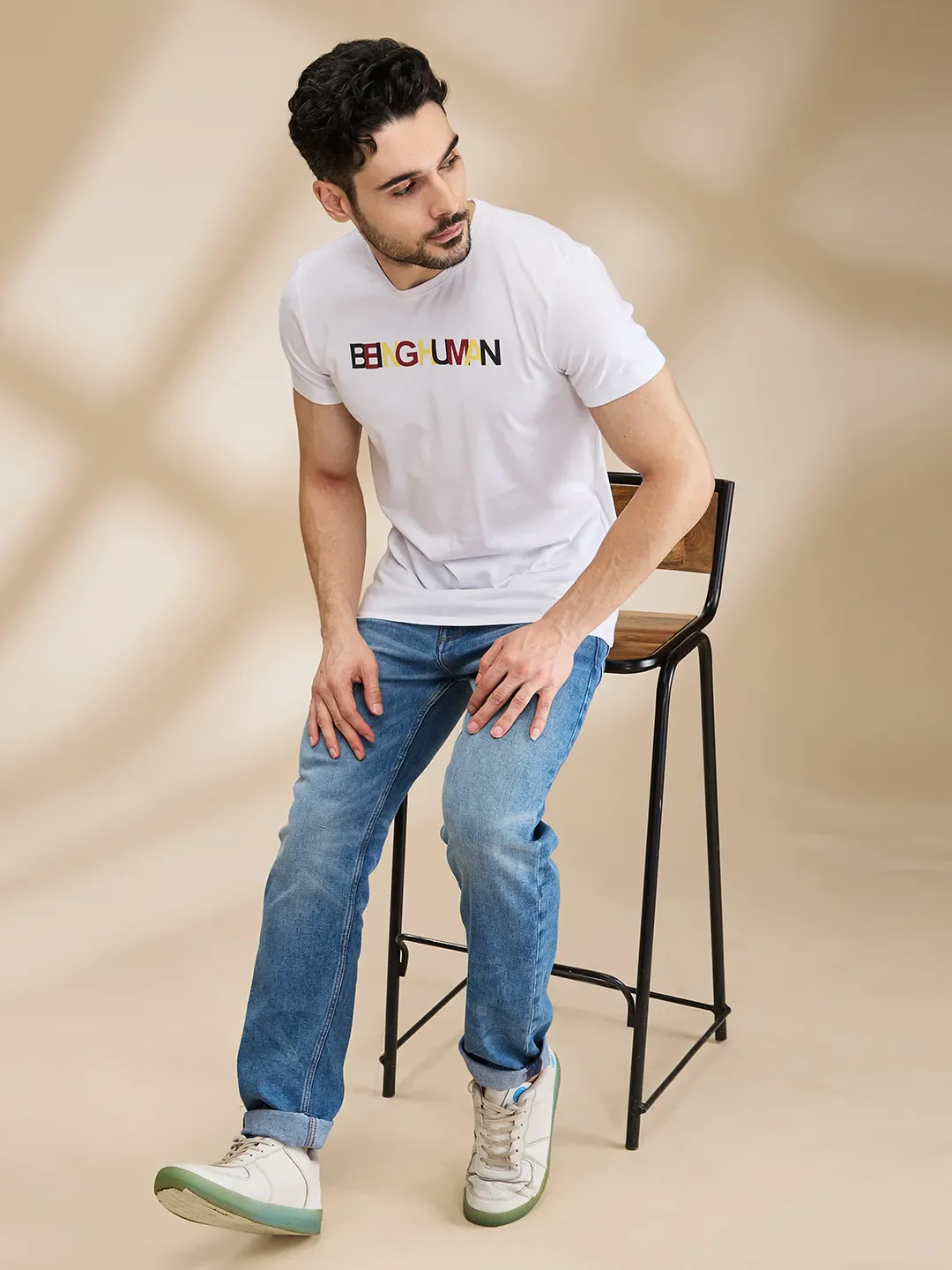 White Regular Fit Men's Short Sleeves T-Shirt by Being Human Clothing - Image 6