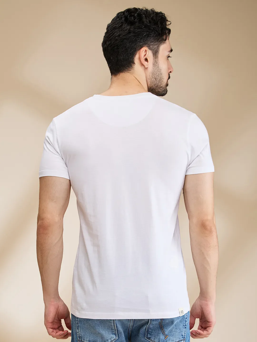 White Regular Fit Men's Short Sleeves T-Shirt by Being Human Clothing - Image 3