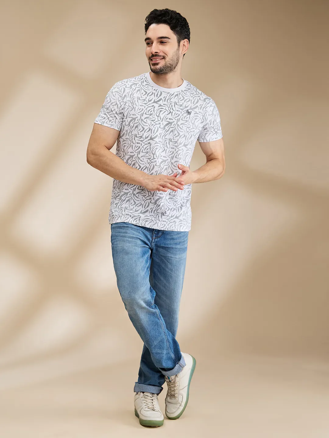 White Regular Fit Men's Short Sleeves T-Shirt by Being Human Clothing - Image 2