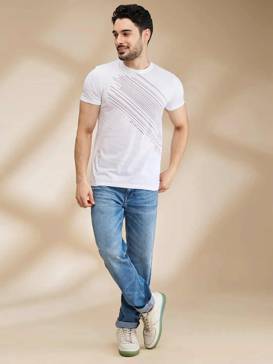 White Regular Fit Men's Short Sleeves T-Shirt by Being Human Clothing - Image 2