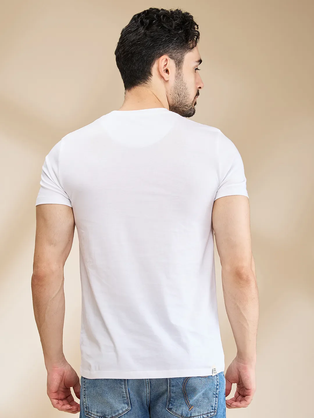 White Regular Fit Men's Short Sleeves T-Shirt by Being Human Clothing - Image 3