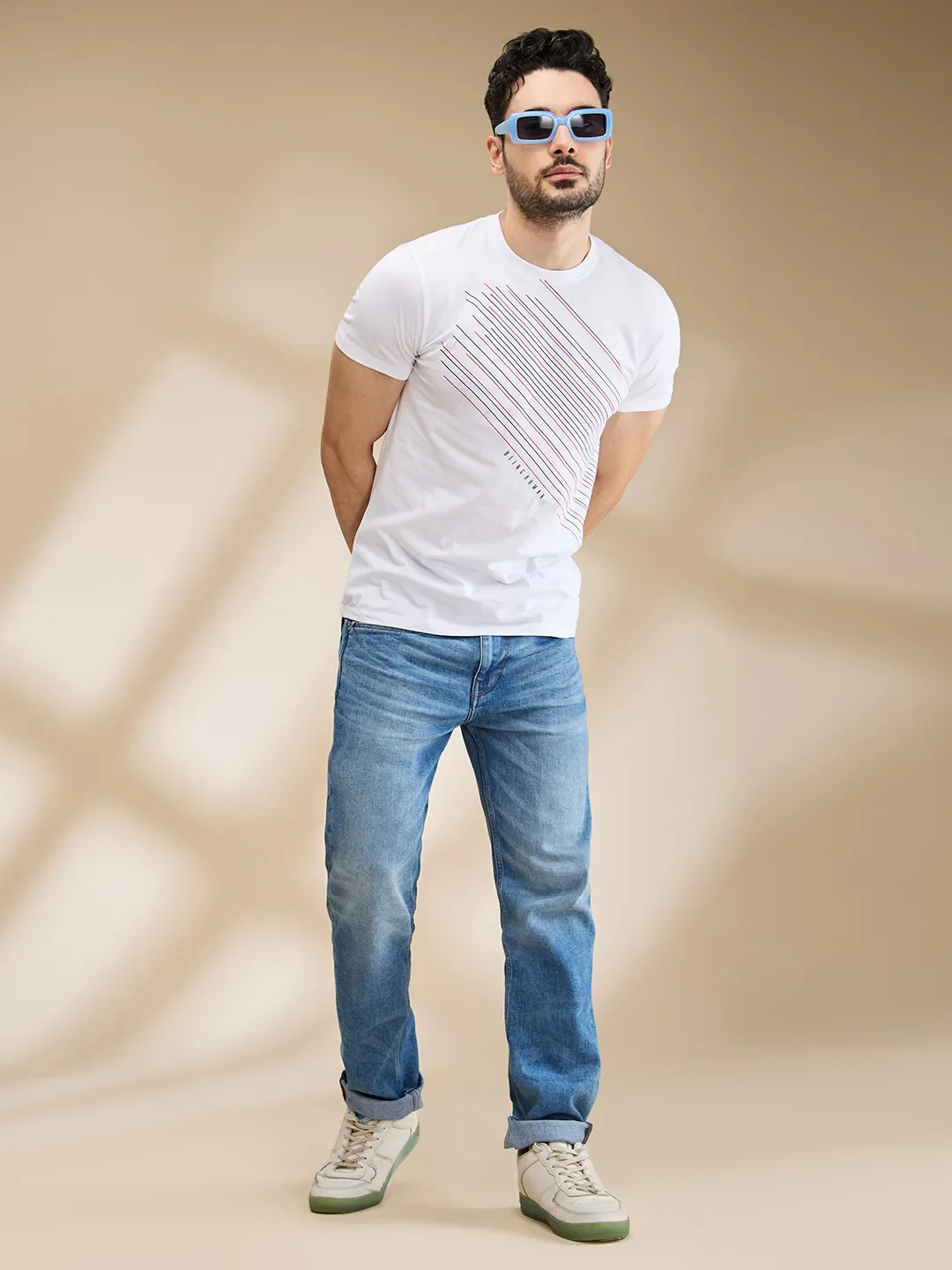 White Regular Fit Men's Short Sleeves T-Shirt by Being Human Clothing - Image 6