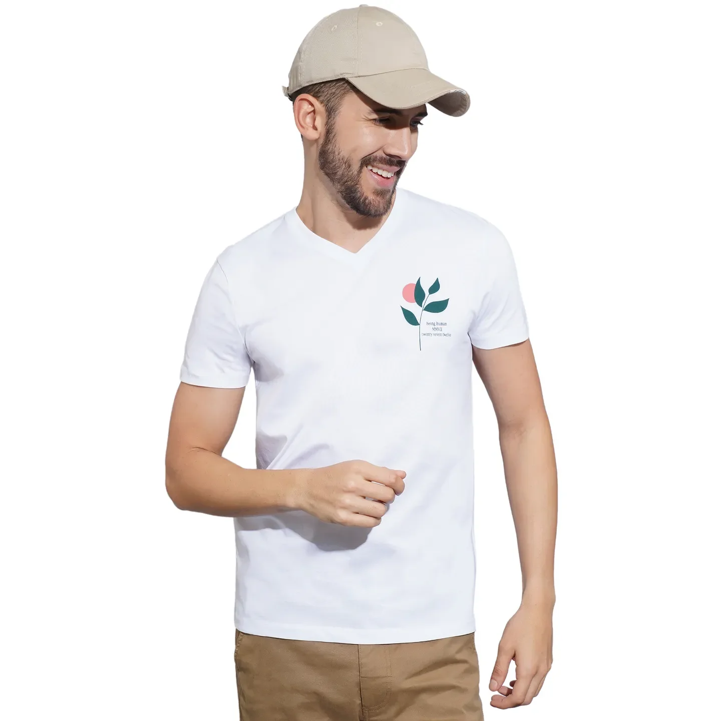 White Regular Fit Men's Short Sleeves T-Shirt by Being Human Clothing - Image 6