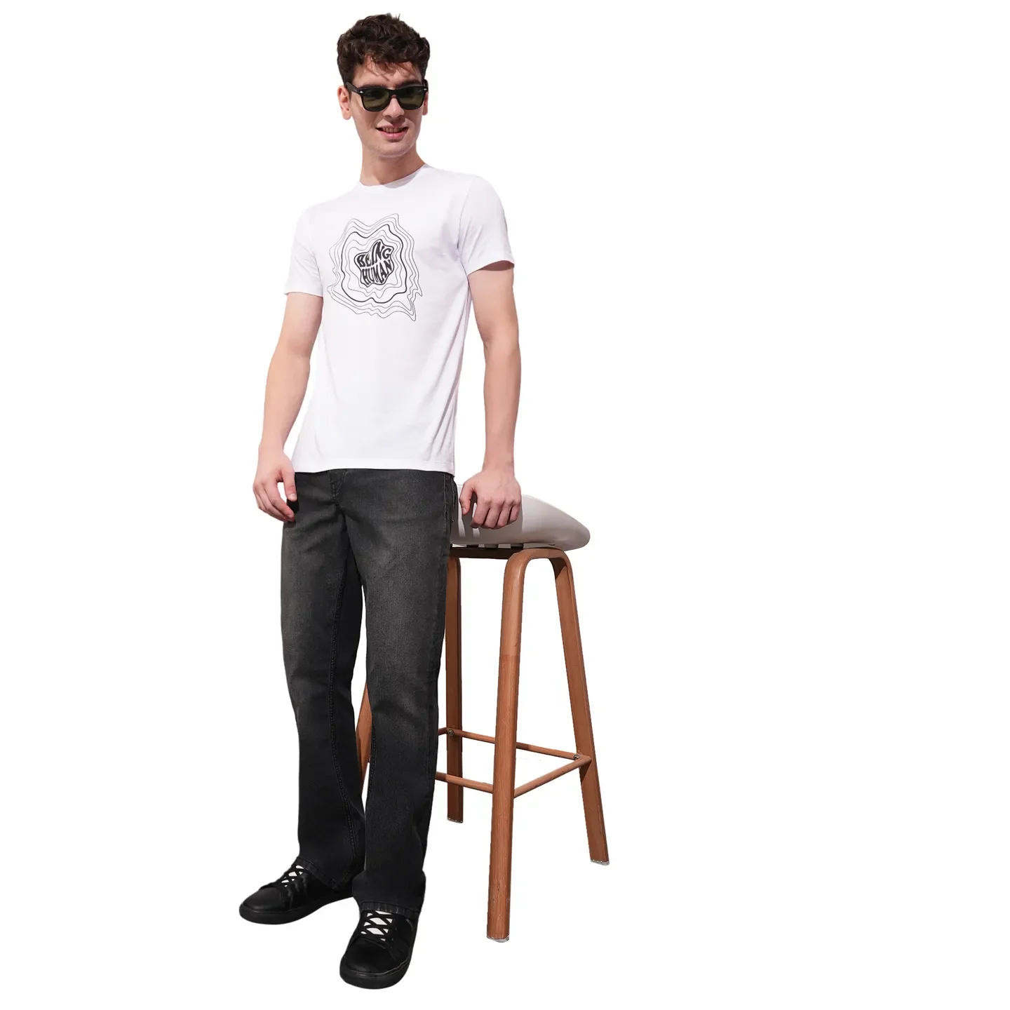 White Regular Fit Men's Short Sleeves T-Shirt by Being Human Clothing - Image 4