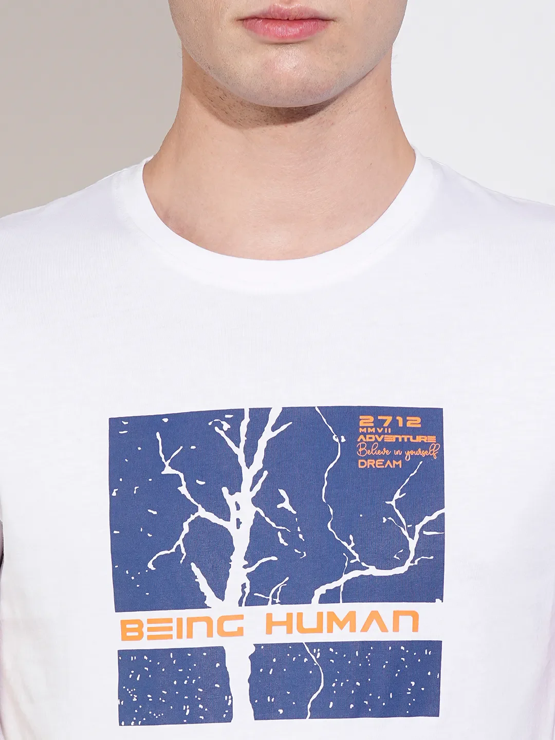 White Regular Fit Men's Short Sleeves T-Shirt by Being Human Clothing - Image 5