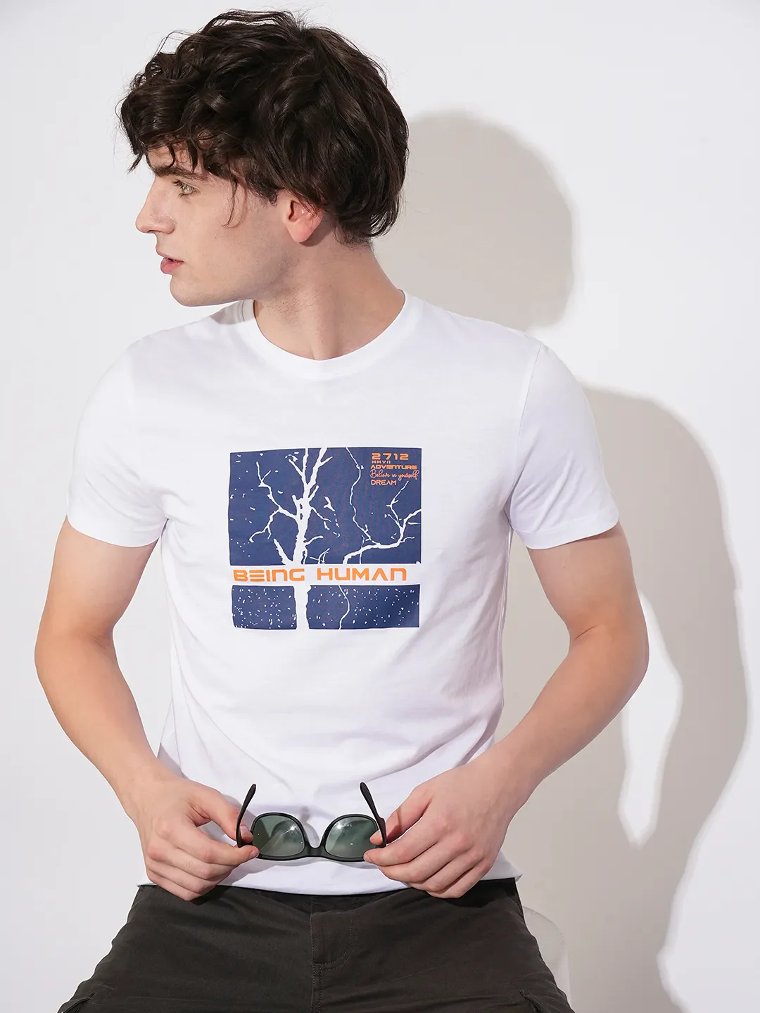 White Regular Fit Men's Short Sleeves T-Shirt by Being Human Clothing - Image 6