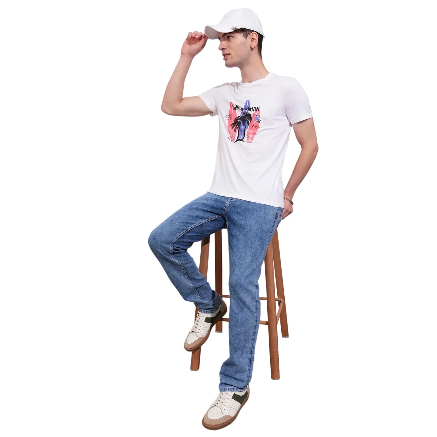 White Regular Fit Men's Short Sleeves T-Shirt by Being Human Clothing - Image 4