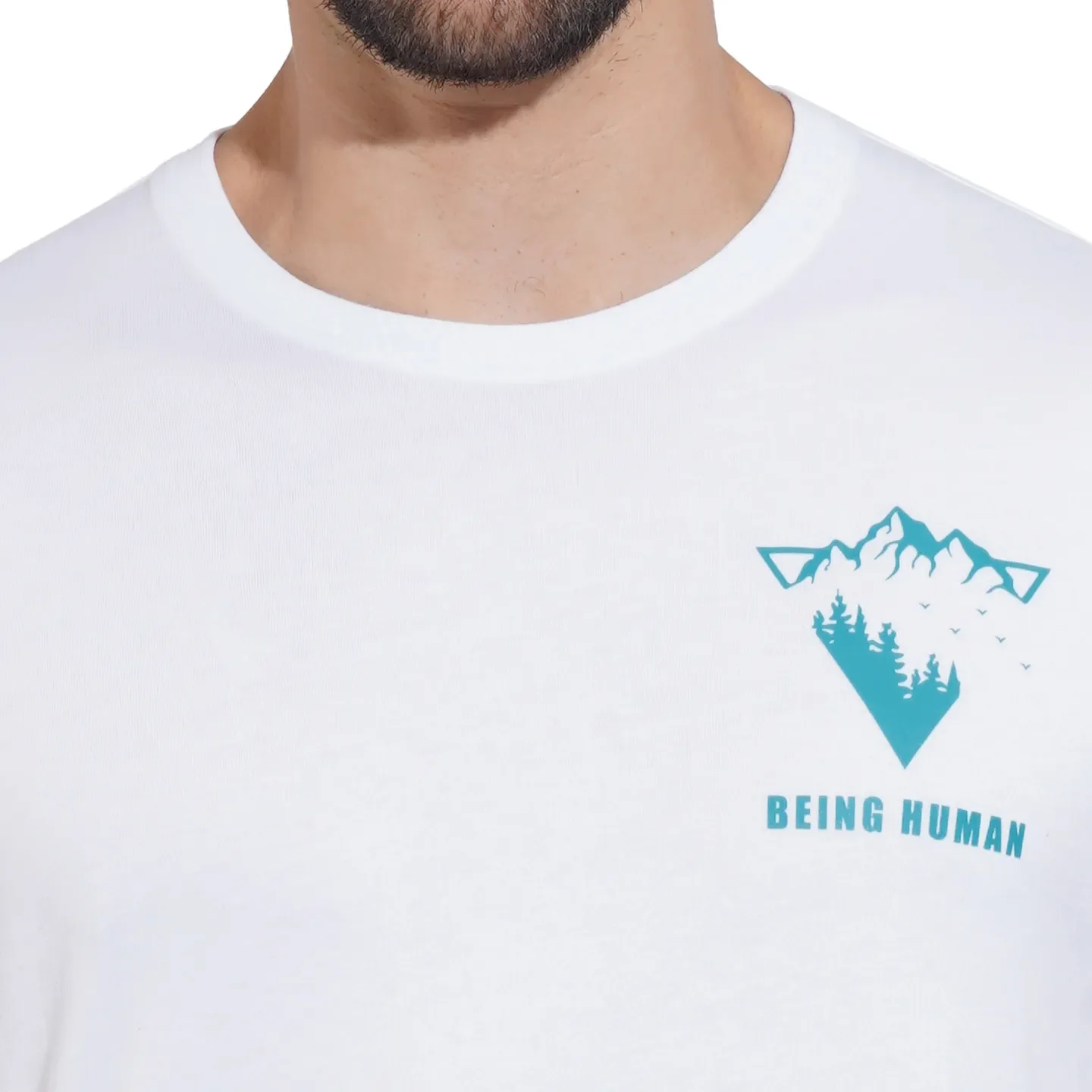 White Regular Fit Men's Short Sleeves T-Shirt by Being Human Clothing - Image 5