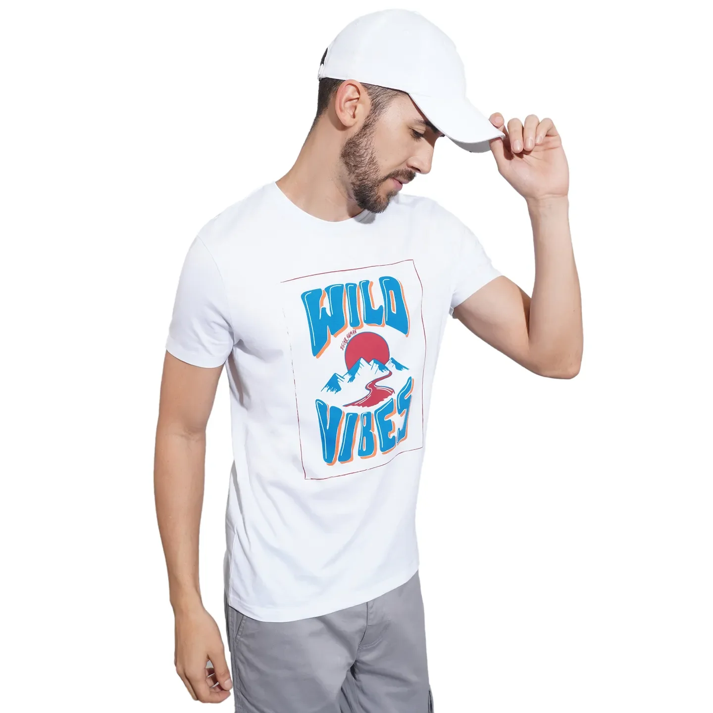 White Regular Fit Round Neck Men's T-Shirt by Being Human Clothing - Image 6