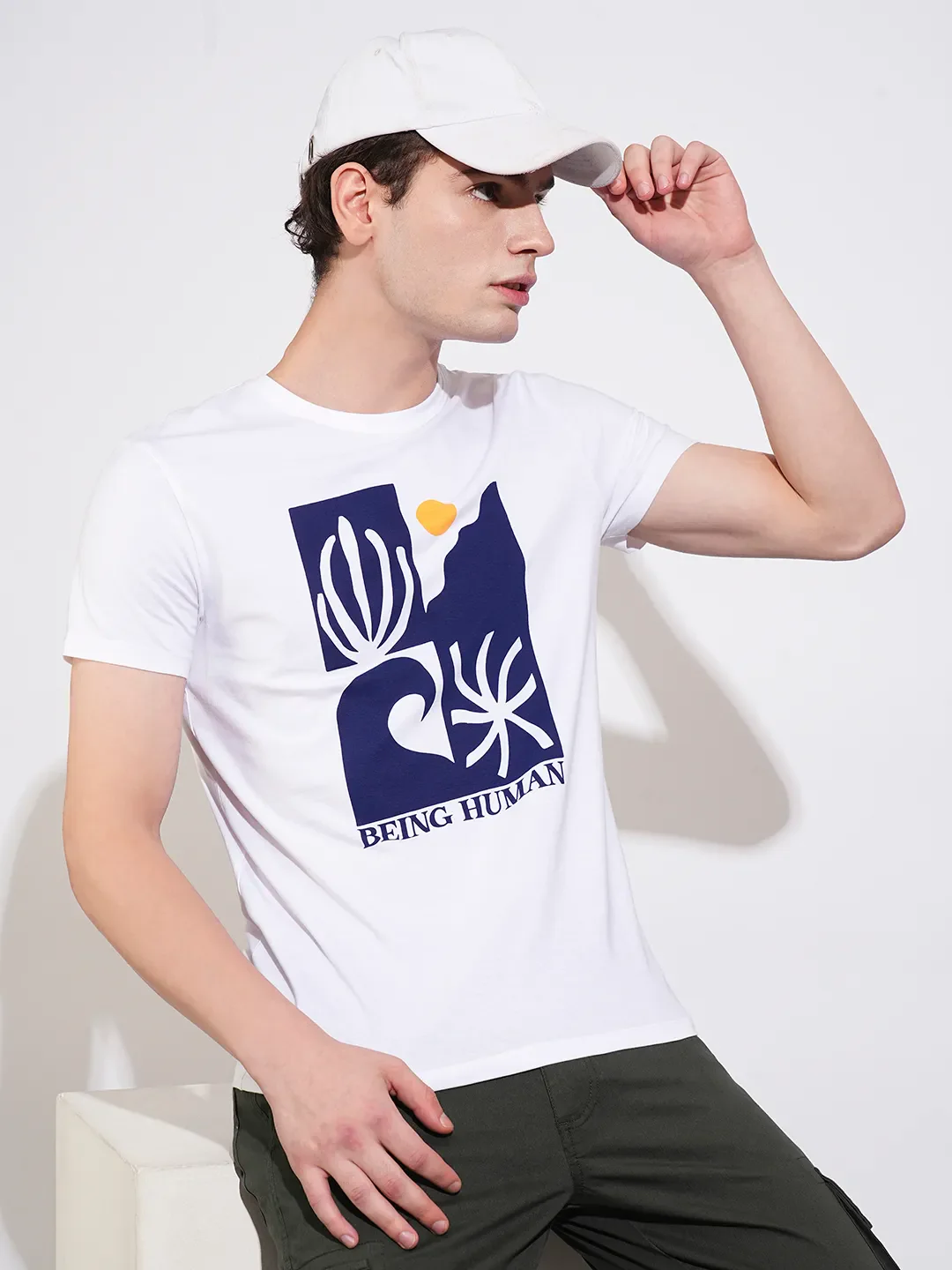 White Regular Fit Men's Short Sleeves T-Shirt by Being Human Clothing - Image 6
