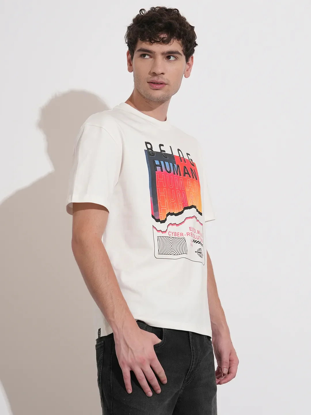 White Easy Fit Men's Short Sleeves T-Shirt by Being Human Clothing - Image 2