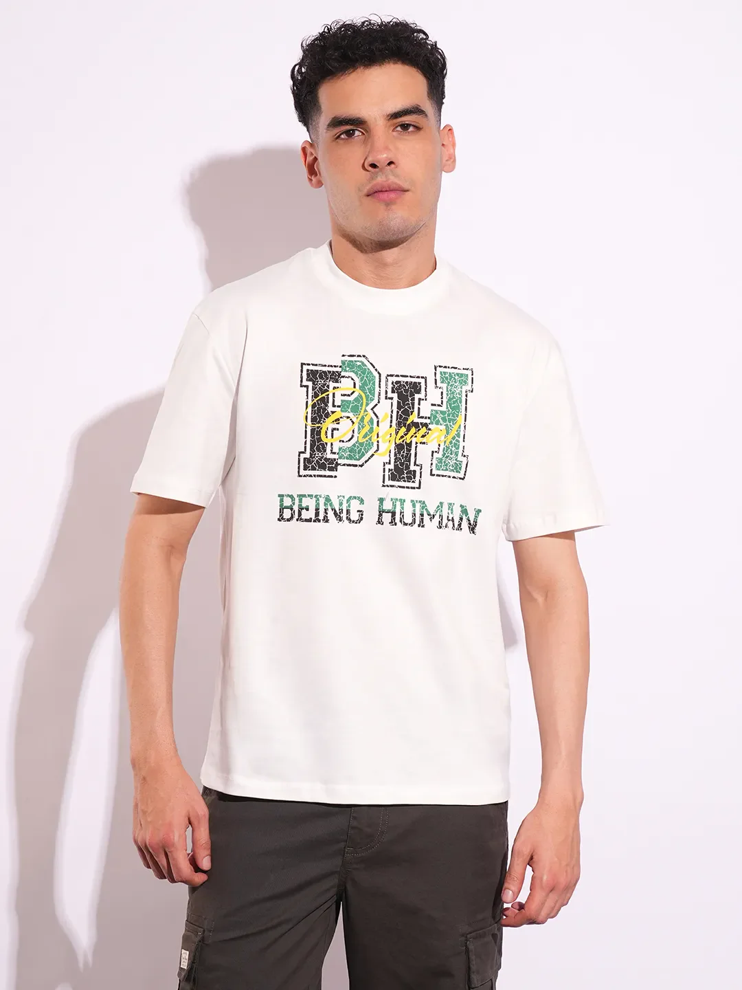 White Easy Fit Men's Short Sleeves T-Shirt by Being Human Clothing