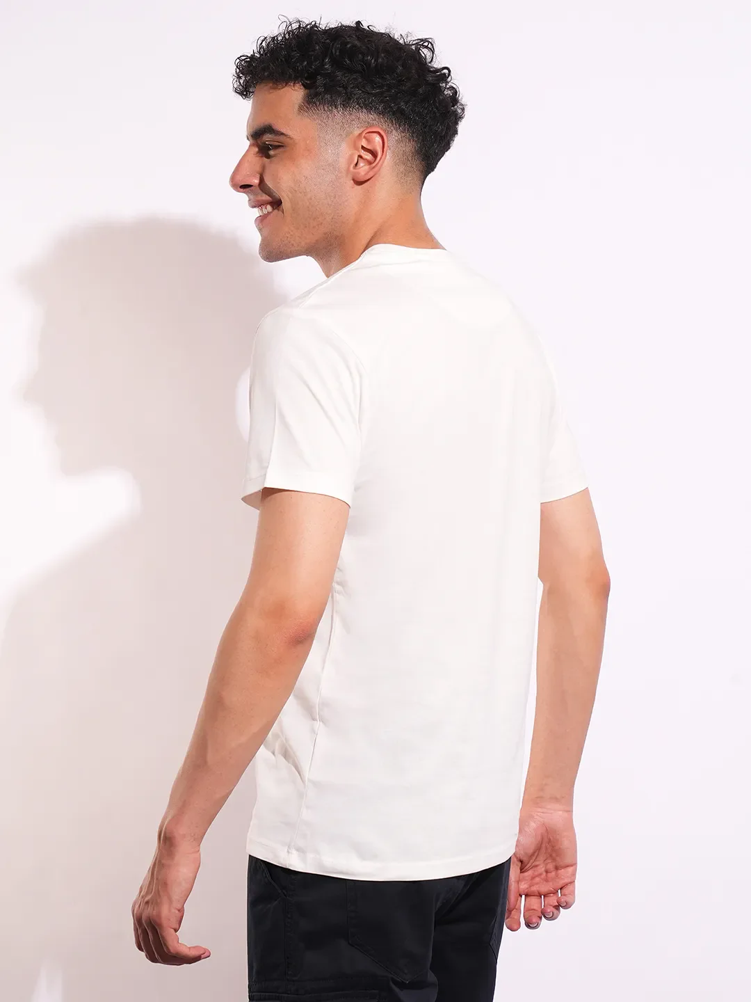 White Slim Fit Men's Short Sleeves T-Shirt by Being Human Clothing - Image 3