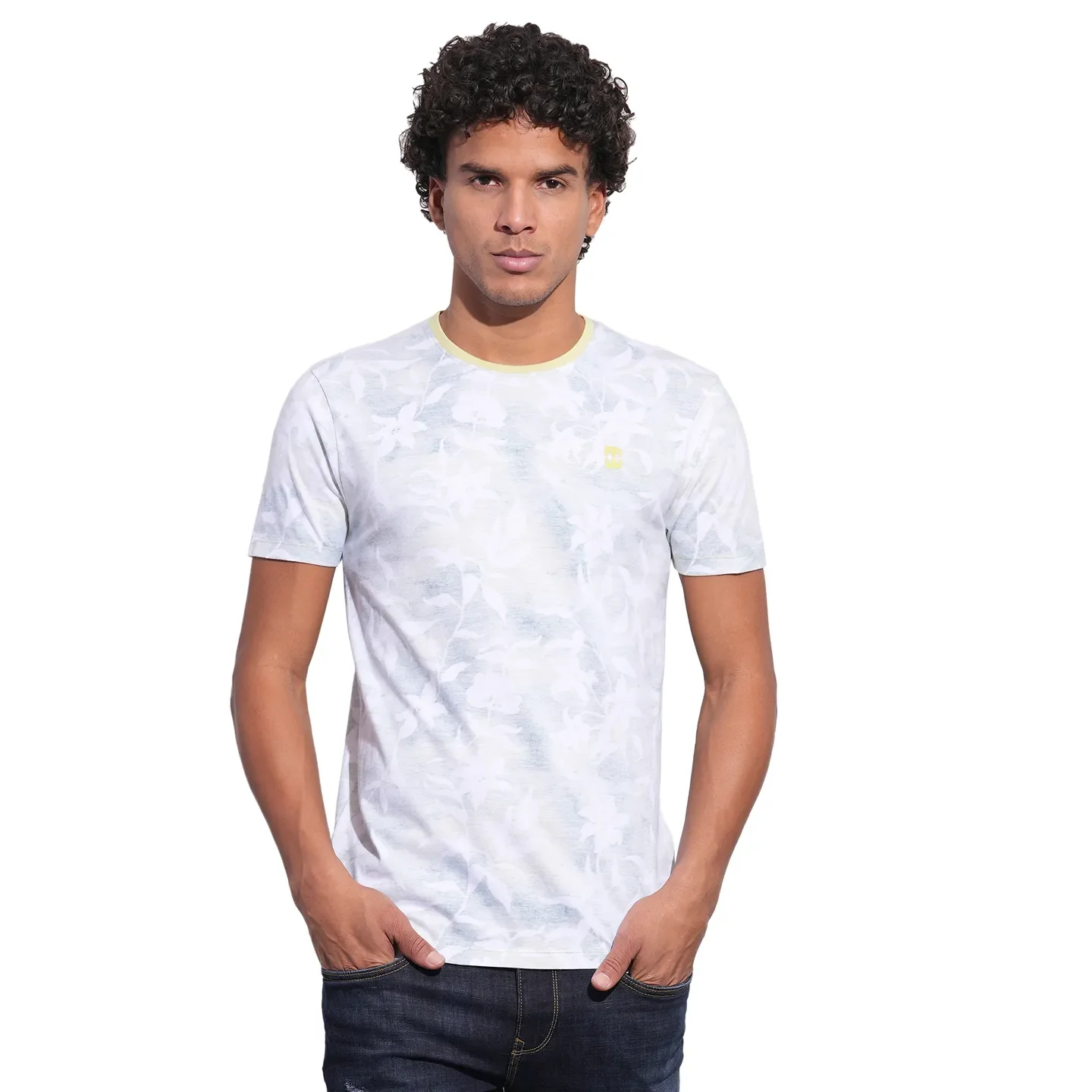 White Slim Fit Round Neck Men's T-Shirt by Being Human Clothing