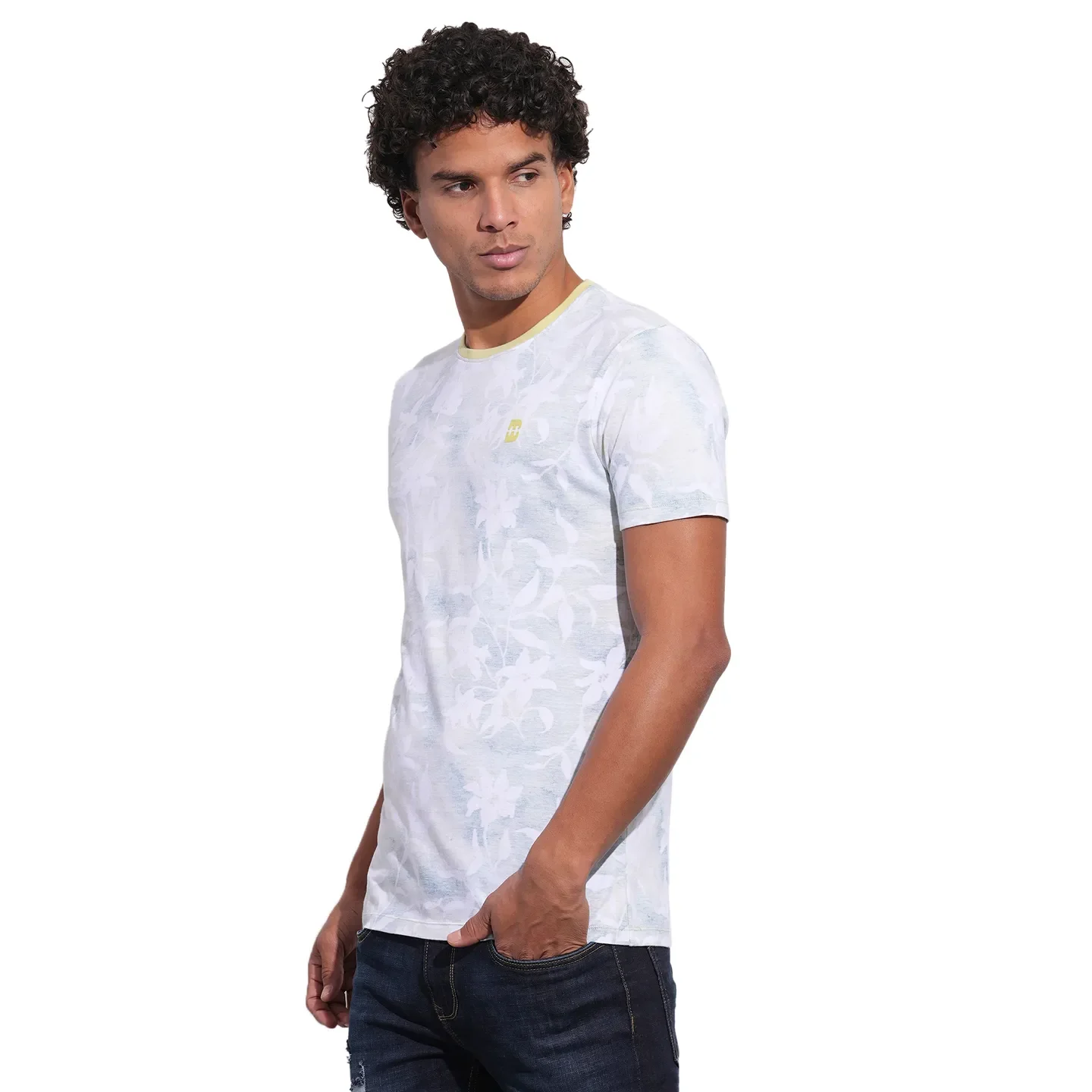 White Slim Fit Round Neck Men's T-Shirt by Being Human Clothing - Image 2