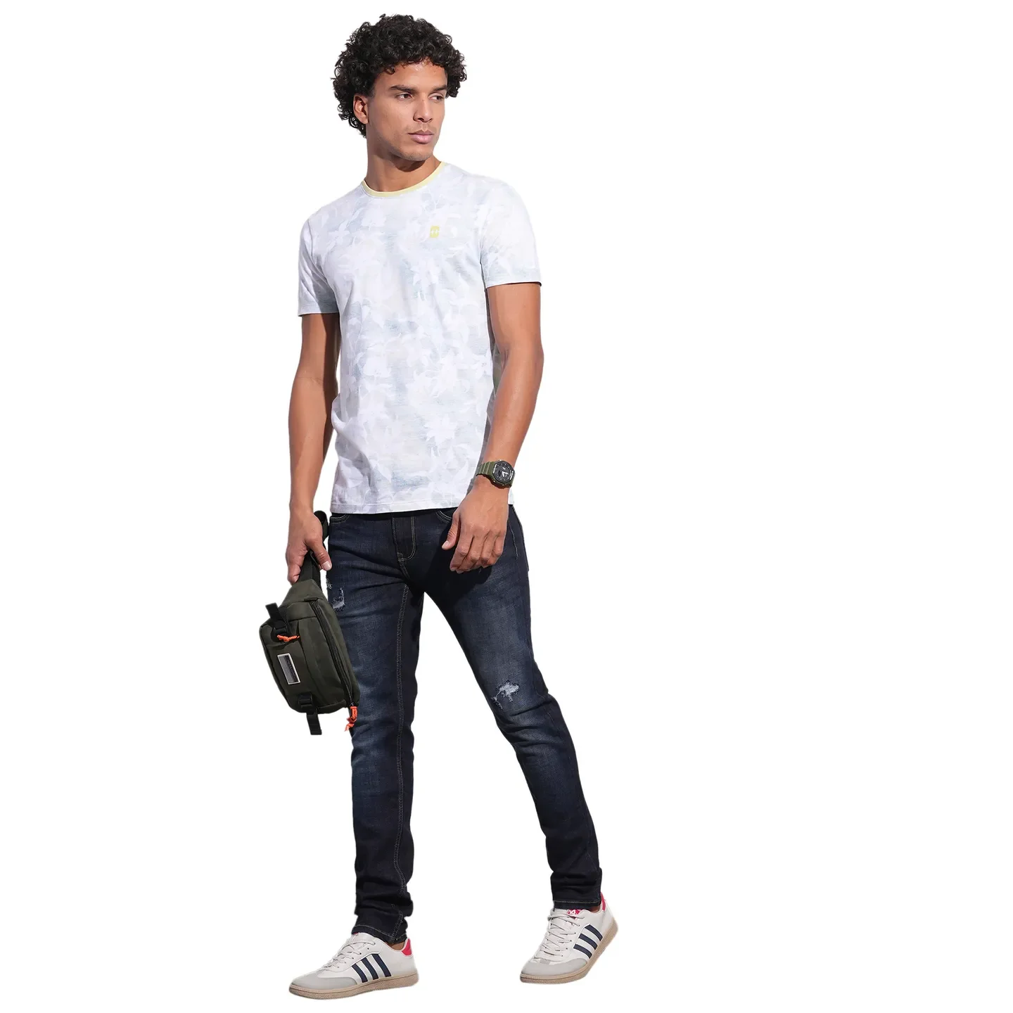 White Slim Fit Round Neck Men's T-Shirt by Being Human Clothing - Image 4