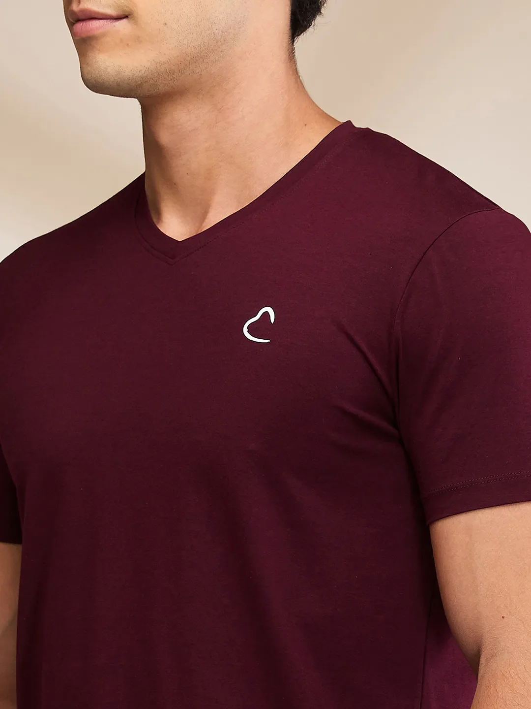 Wine Slim Fit V Neck Men's T-Shirt by Being Human Clothing - Image 5