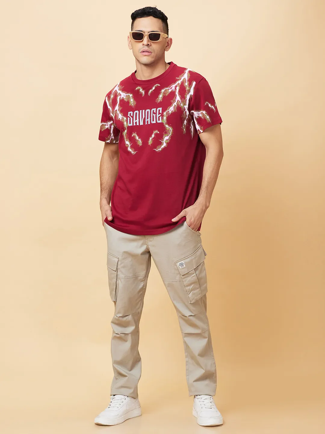Wine Regular Fit Round Neck Men's T-Shirt by Being Human Clothing - Image 6