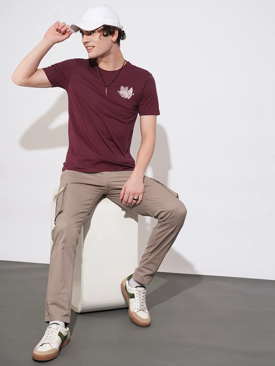 Wine Regular Fit Round Neck Men's T-Shirt by Being Human Clothing - Image 4