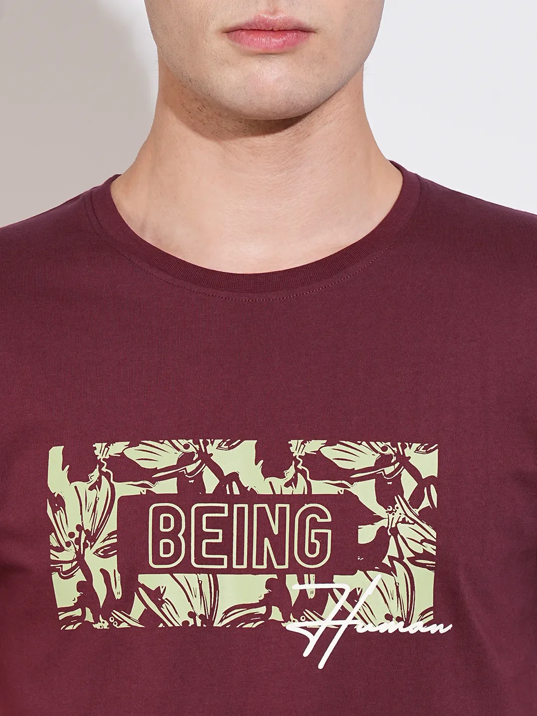 Wine Regular Fit Men's Short Sleeves T-Shirt by Being Human Clothing - Image 5