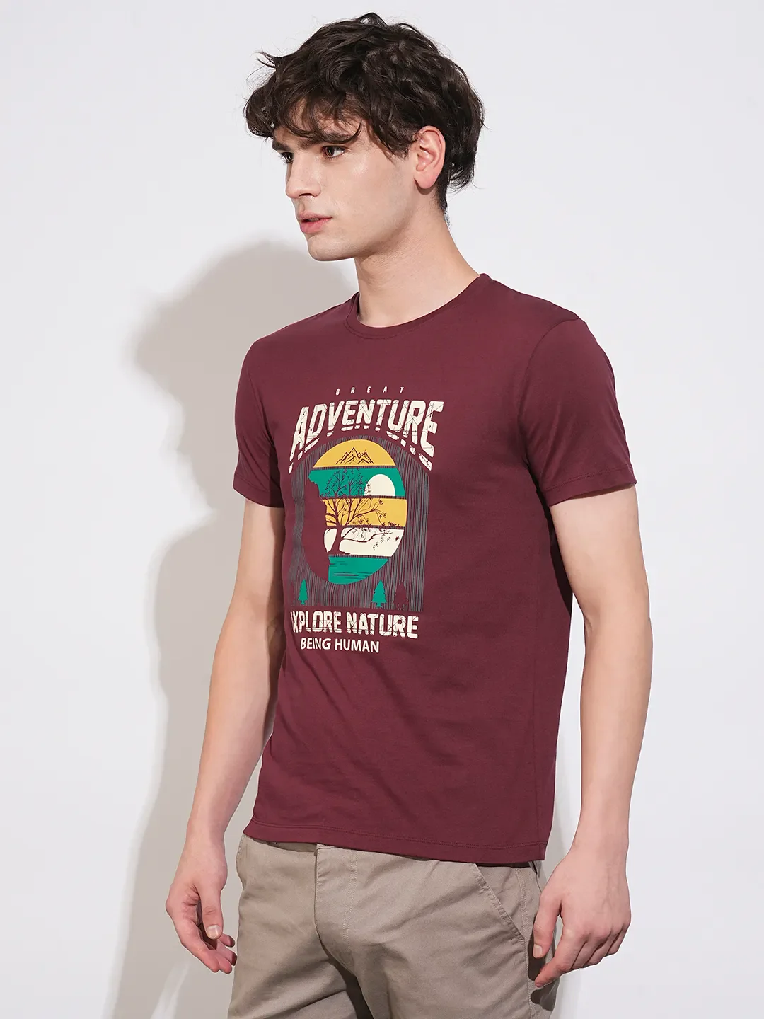Wine Regular Fit Men's Short Sleeves T-Shirt by Being Human Clothing - Image 2