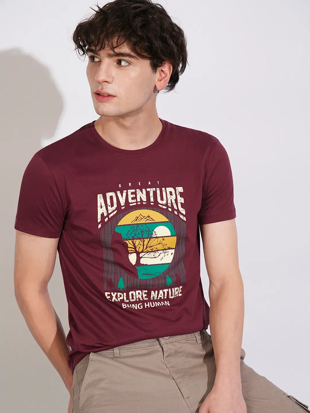 Wine Regular Fit Men's Short Sleeves T-Shirt by Being Human Clothing - Image 6
