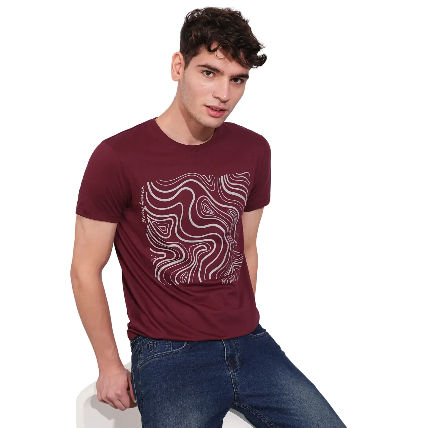 Wine Regular Fit Men's Short Sleeves T-Shirt by Being Human Clothing - Image 6