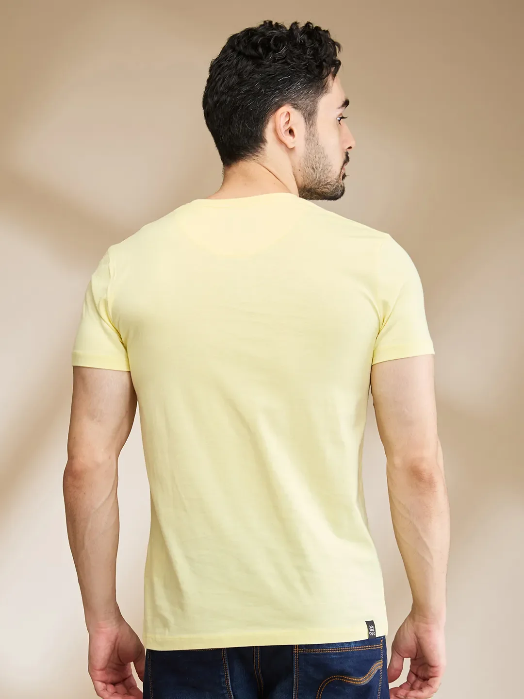 Yellow Regular Fit Round Neck Men's T-Shirt by Being Human Clothing - Image 3