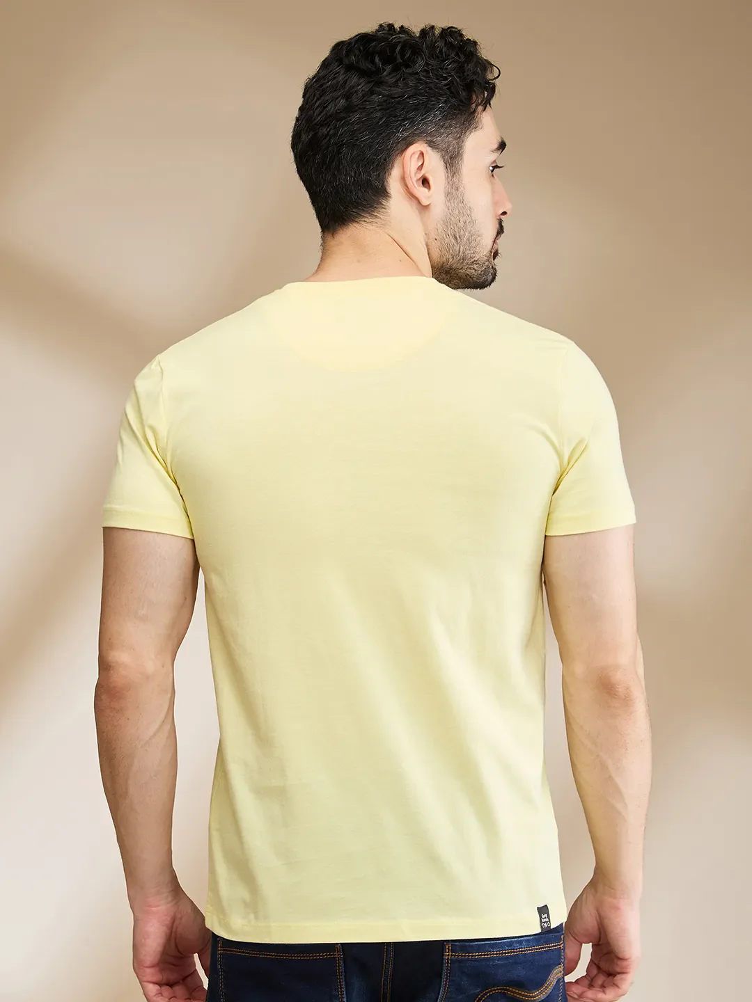 Yellow Regular Fit Men's Short Sleeves T-Shirt by Being Human Clothing - Image 3