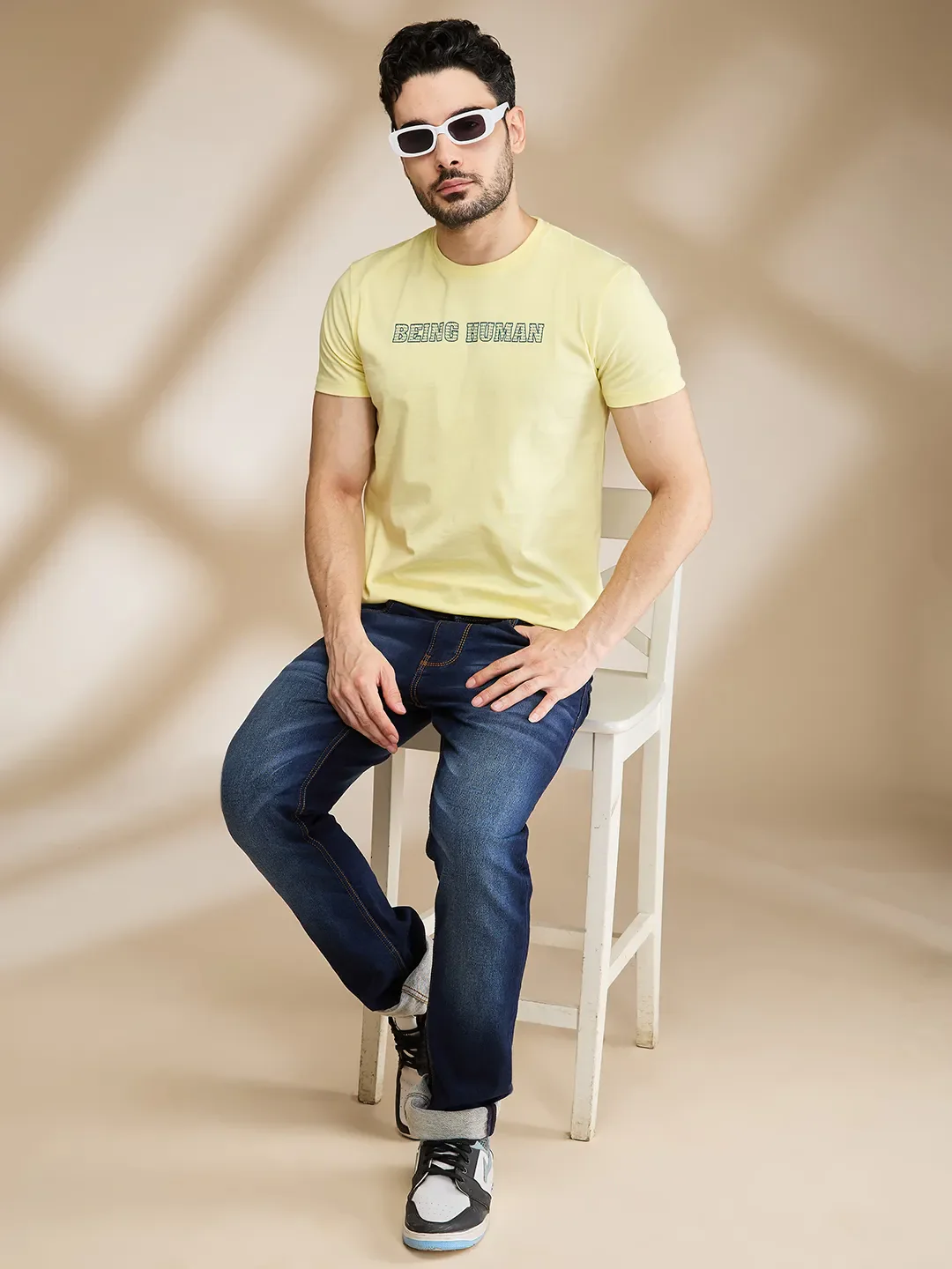 Yellow Regular Fit Men's Short Sleeves T-Shirt by Being Human Clothing - Image 6