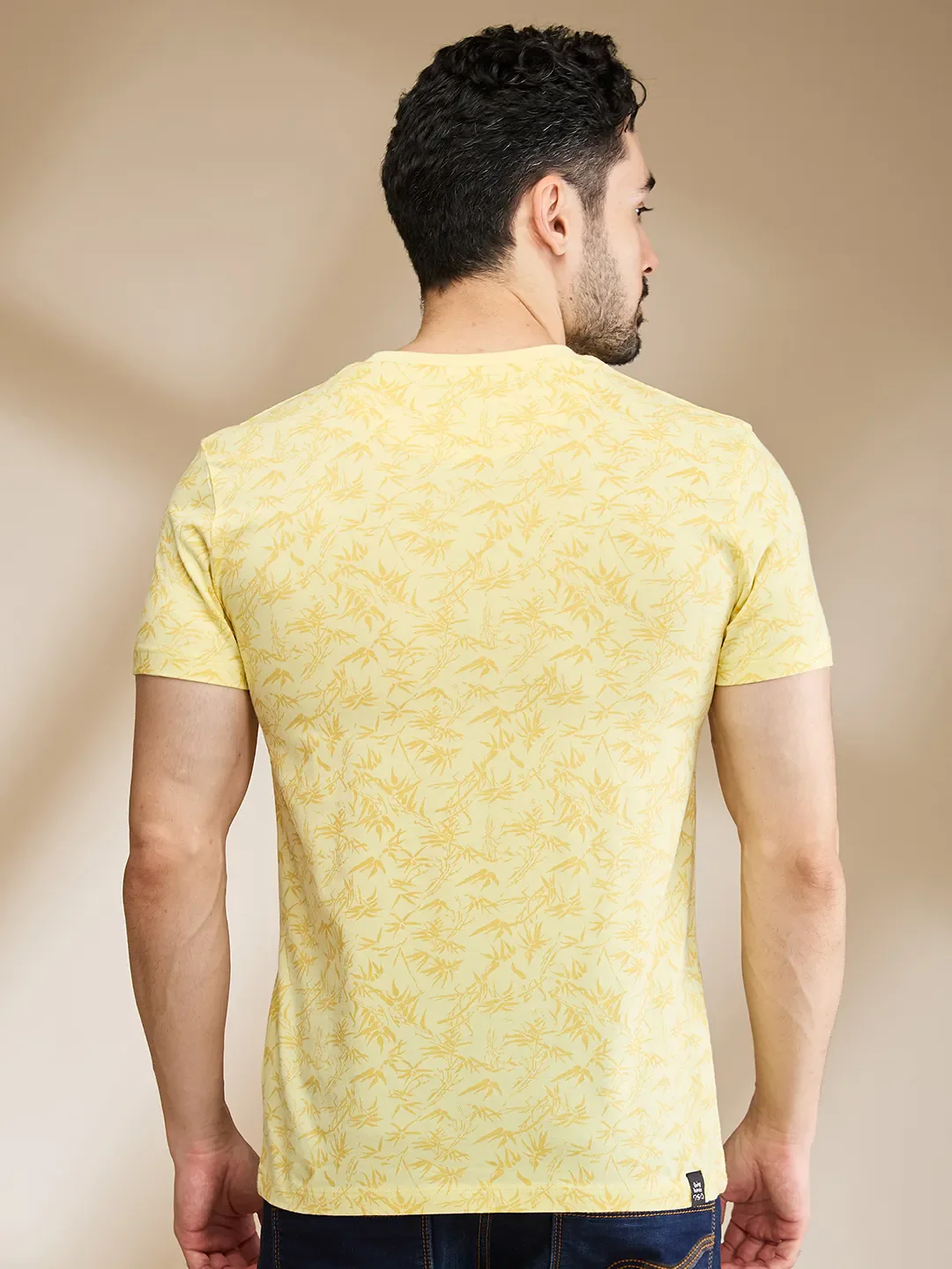 Yellow Regular Fit Men's Short Sleeves T-Shirt by Being Human Clothing - Image 3