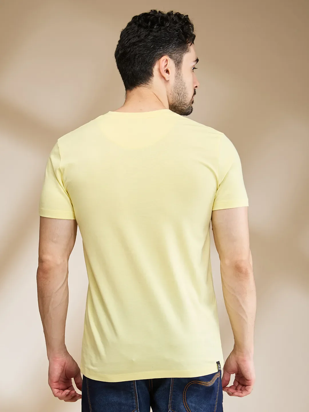 Yellow Regular Fit Round Neck Men's T-Shirt by Being Human Clothing - Image 3