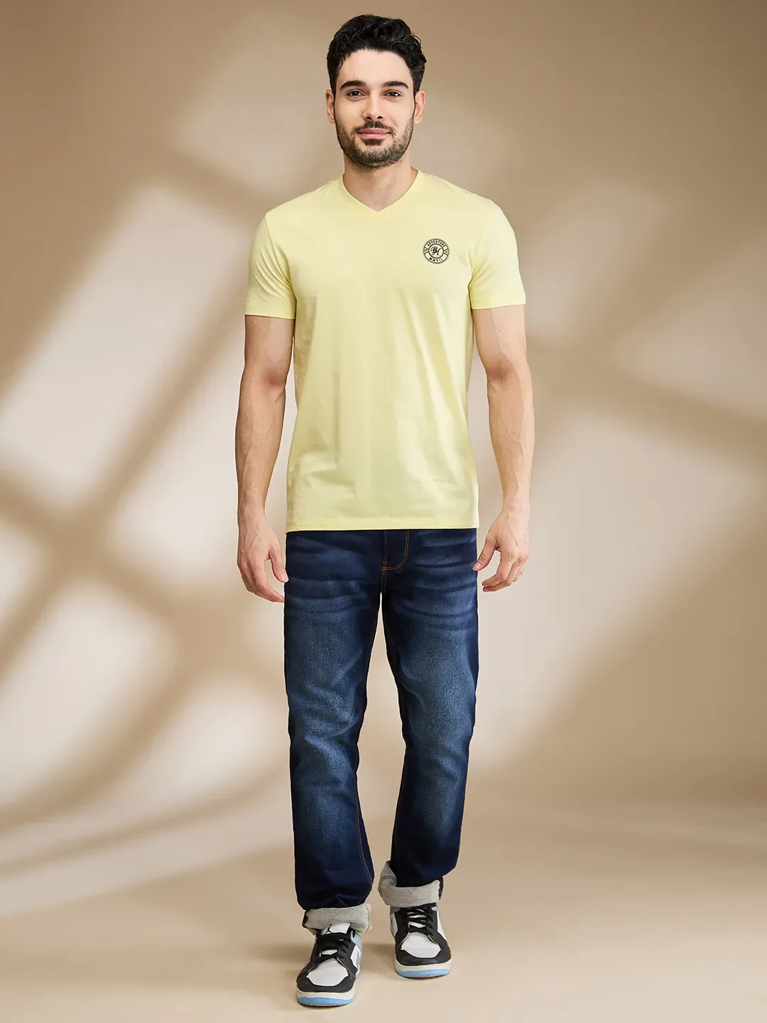 Yellow Regular Fit Men's Short Sleeves T-Shirt by Being Human Clothing - Image 2