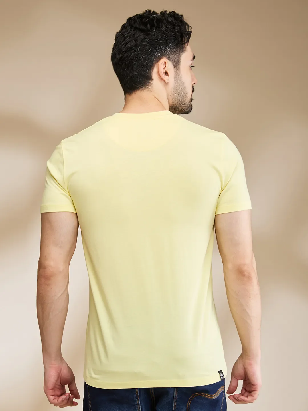 Yellow Regular Fit Men's Short Sleeves T-Shirt by Being Human Clothing - Image 3