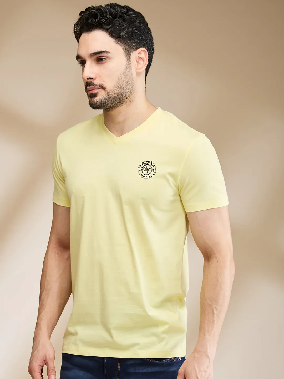 Yellow Regular Fit Men's Short Sleeves T-Shirt by Being Human Clothing - Image 4