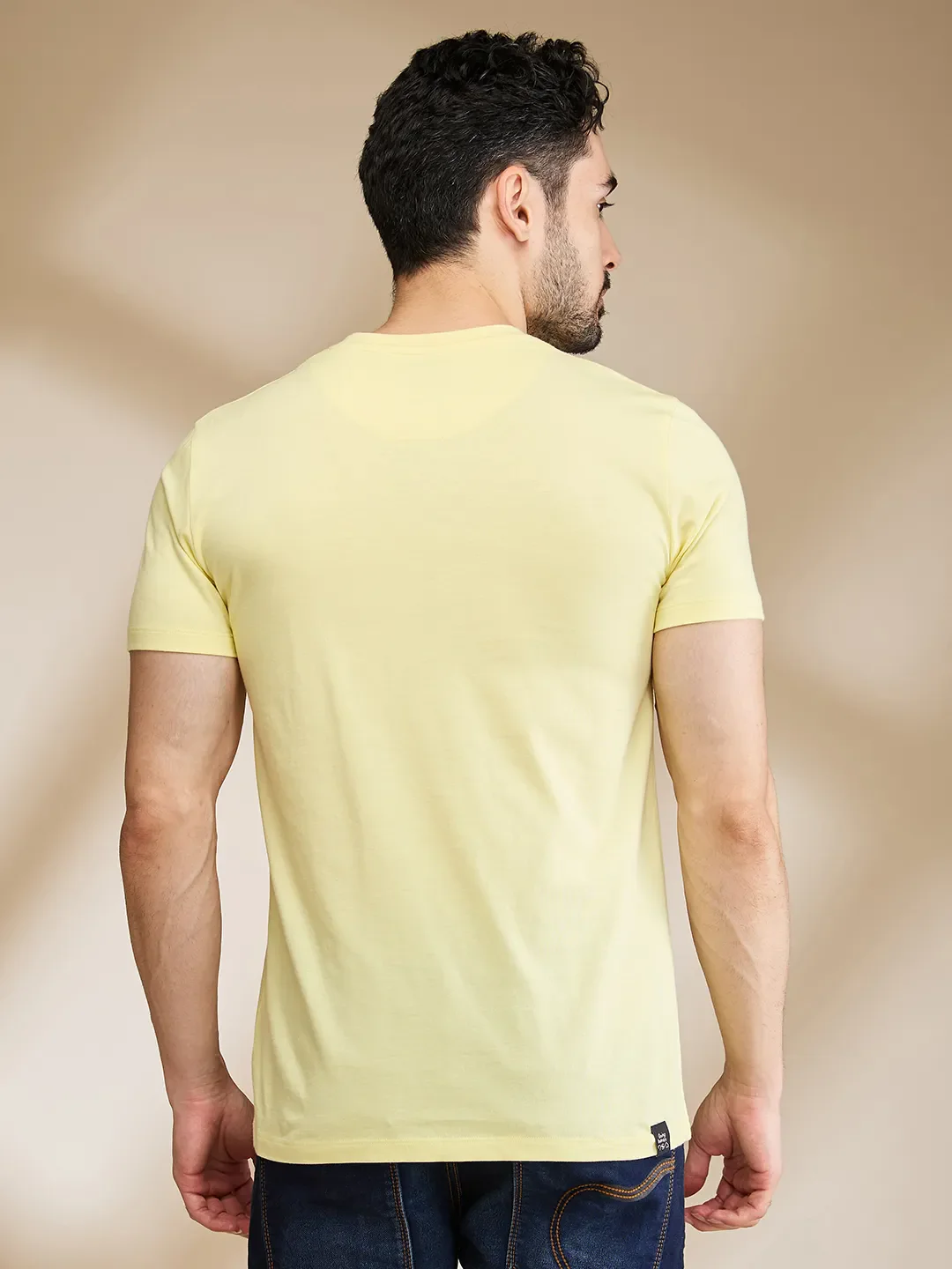 Yellow Regular Fit Men's Short Sleeves T-Shirt by Being Human Clothing - Image 3
