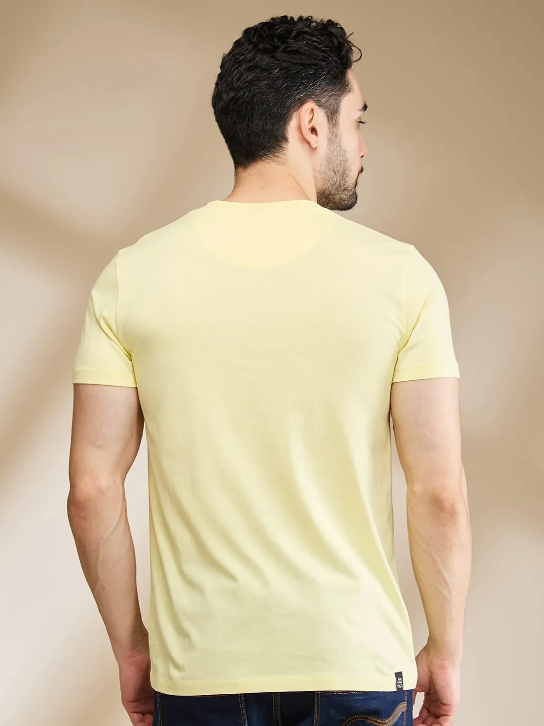 Yellow Regular Fit Men's Short Sleeves T-Shirt by Being Human Clothing - Image 3