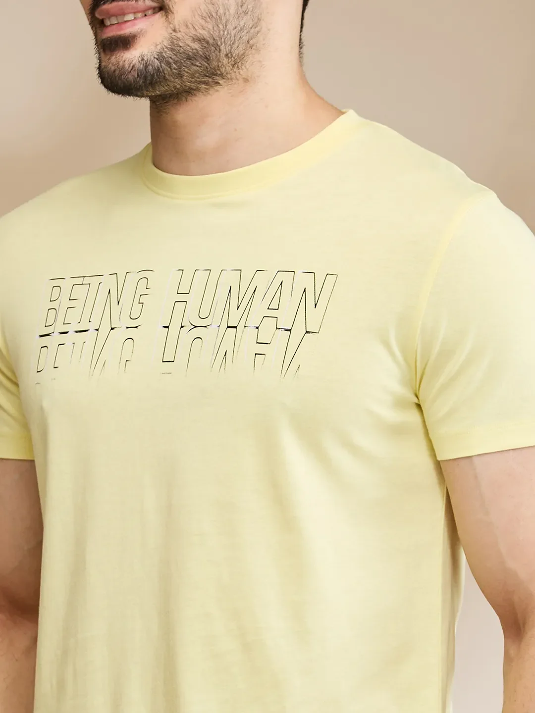 Yellow Regular Fit Men's Short Sleeves T-Shirt by Being Human Clothing - Image 5