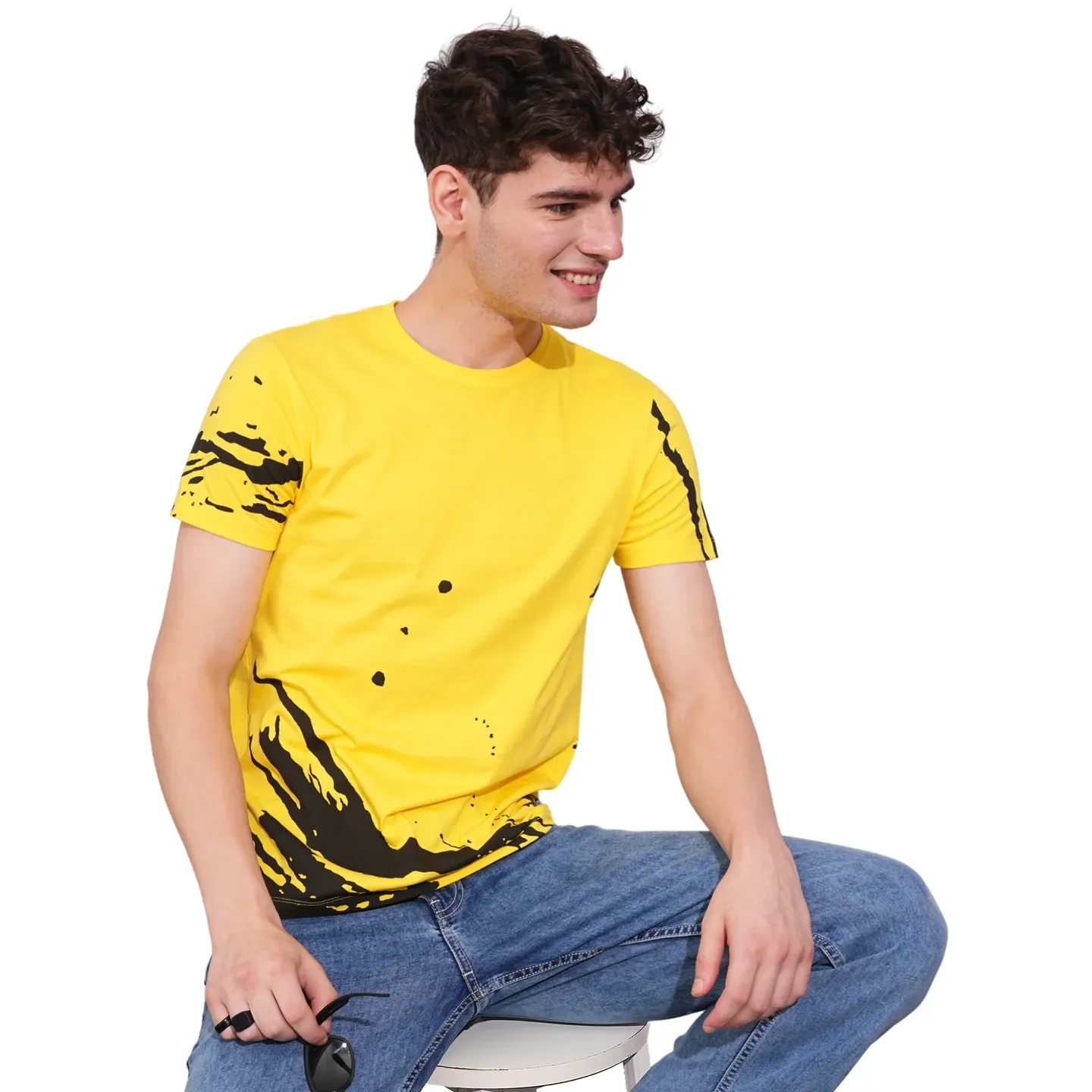 Yellow Regular Fit Men's Short Sleeves T-Shirt by Being Human Clothing - Image 6
